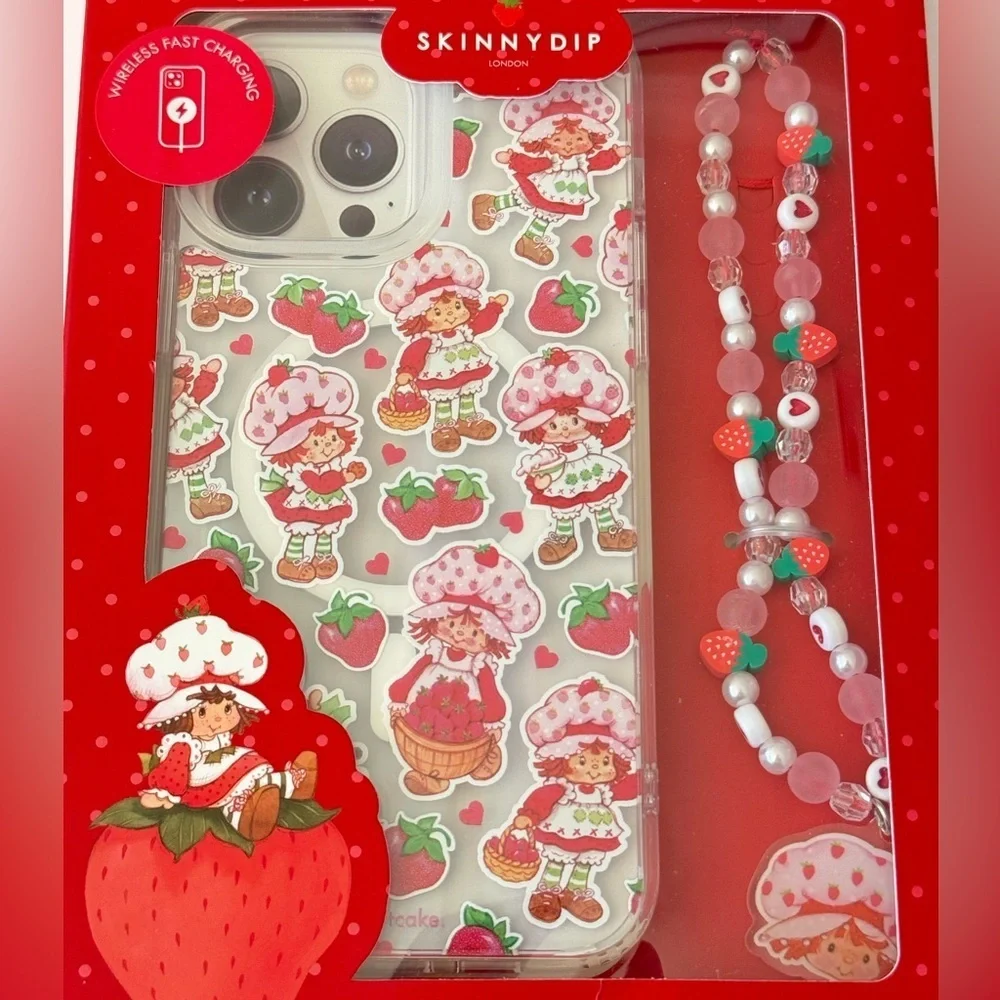 SKINNY DIP LONDON Strawberry Shortcake iPhone 13/14 Pro Max Case & Beaded Strap